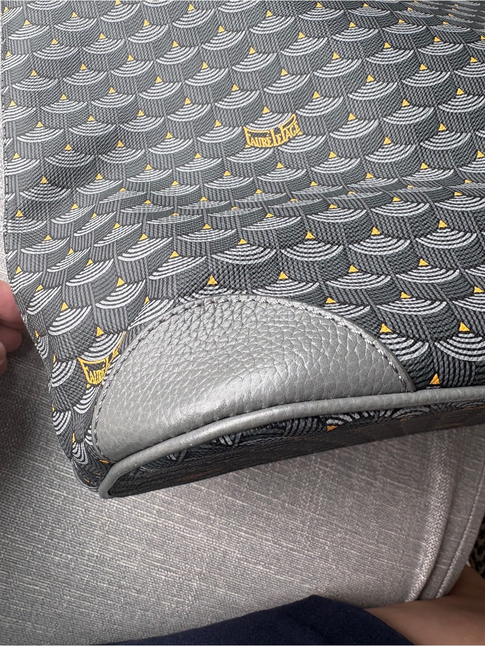 Fauré Le Page Daily Battle Zip 35 Tote Gray Logo Pattern Leather, Canvas, Gold - Picture 16 of 16
